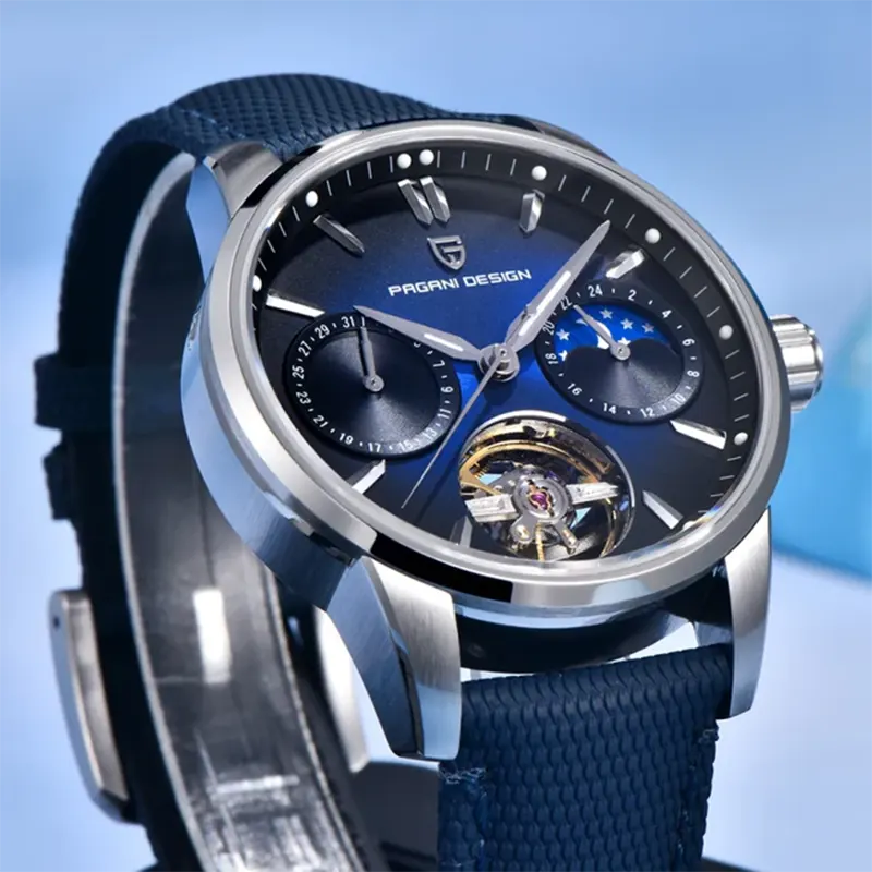 Pagani Design Tourbillon Moonphase Blue Dial Men's Watch- PD-YS021
